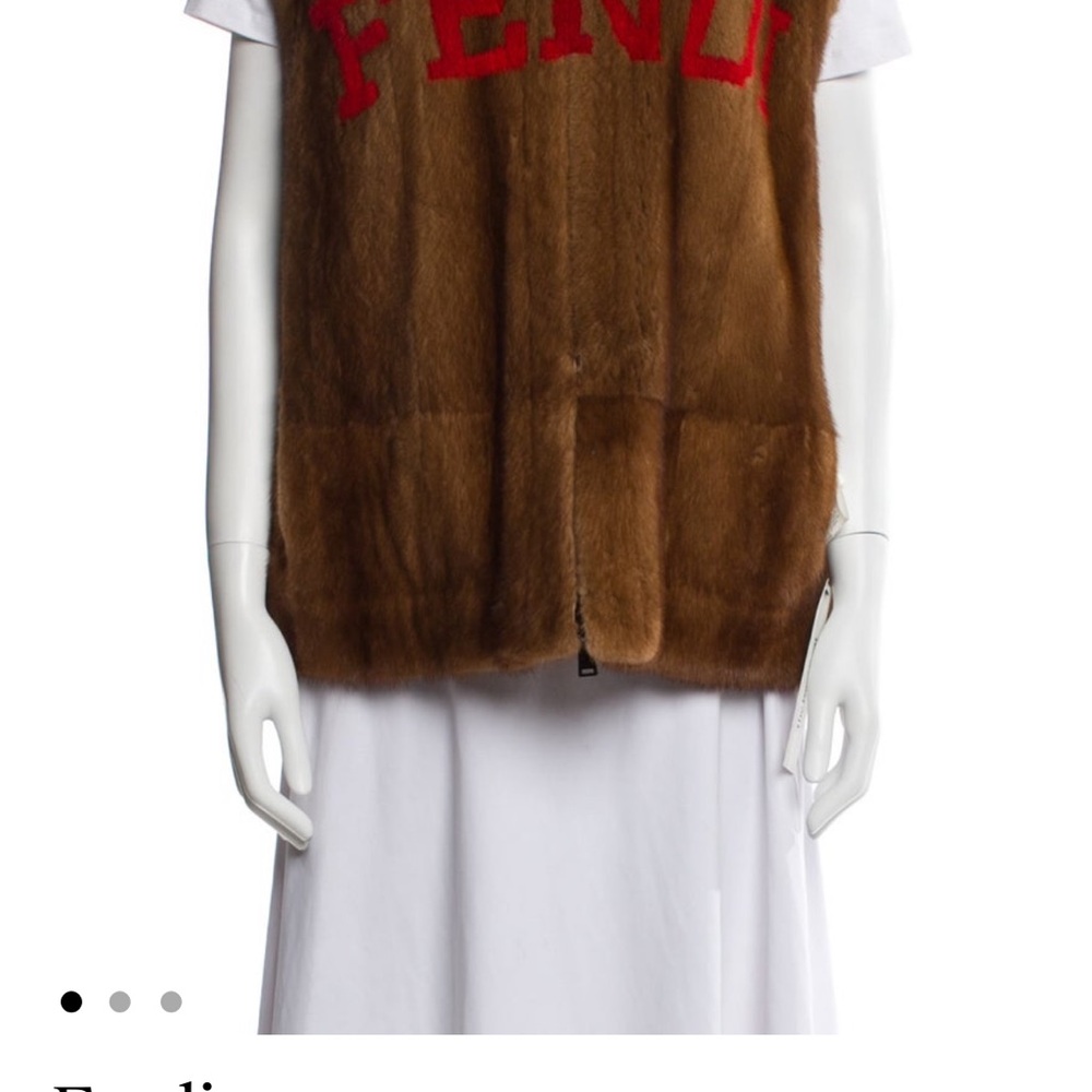 Fendi Brown Vest with Red Logo
